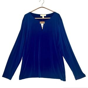 NWT Michael Kors Women’s Top Blouse Blue Long Sleeve Plus Size 3X